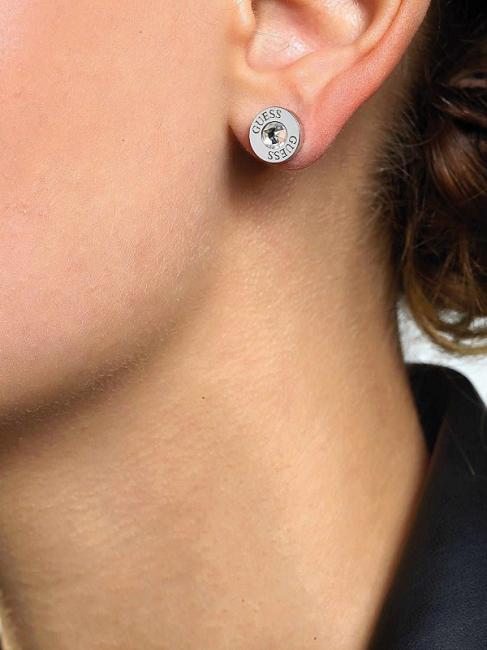 CLEAR CRYSTAL AND LOGO STUDS Aretes SILVER - Pendientes