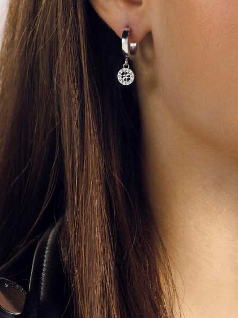 4G CHARM AND CRYSTALS HUGGIES Aretes SILVER - Pendientes