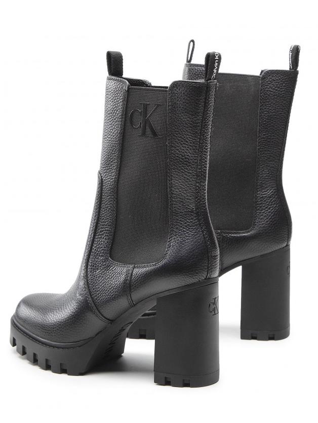 Calvin Klein Platform Boot Chelsea Altos De Piel Negro - ¡Compra A Precios Outlet!