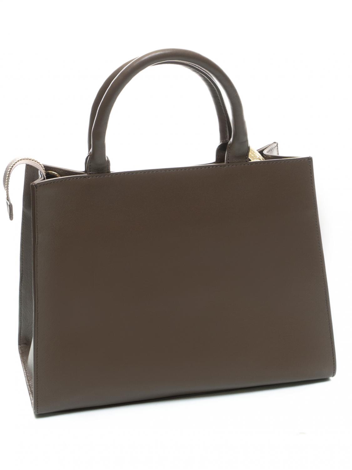 Anna Virgili Tide Bolso De Cuero Gris Pardo - ¡Compra A Outlet!