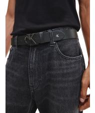 CALVIN KLEIN CK JEANS MONOGRAM PLAQUE Cintur&oacute;n de cuero negro - Cinturones - 2