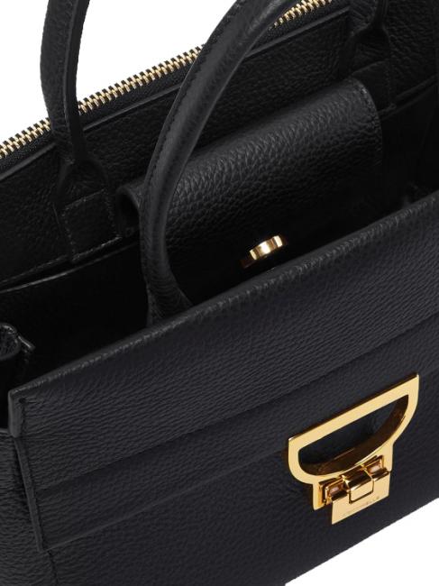 ARLETTIS Bolso de mano de piel martillada negro - Bolsos Mujer