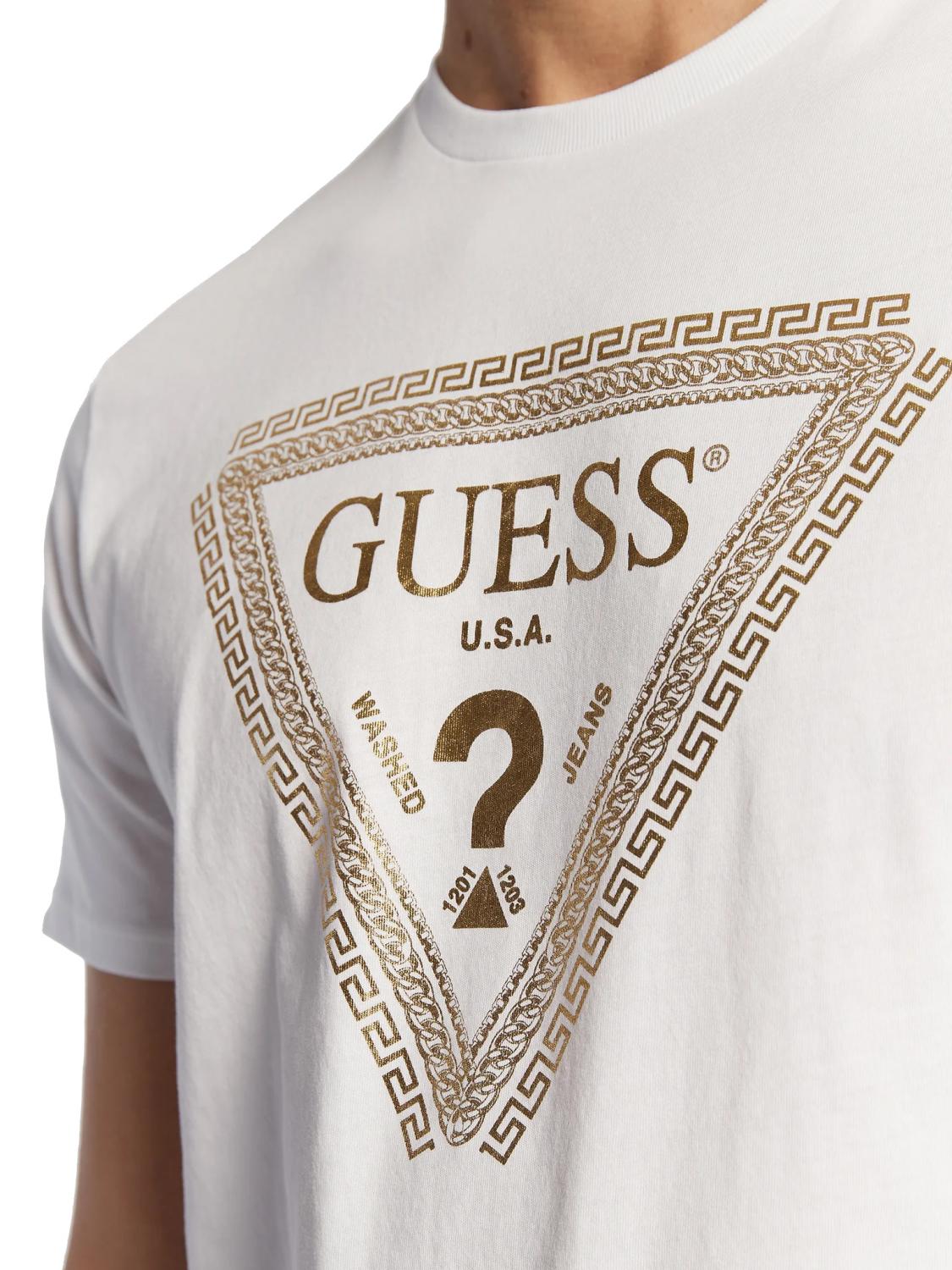jurar corona Fabricación Guess Bsc Chain Logo Camiseta De Algodón Con Cuello Redondo Purwhite -  ¡Compra A Precios De Outlet!
