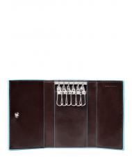 PIQUADRO BLUE SQUARE Estuche de cuero para llaves CAOBA - Llaveros - 2