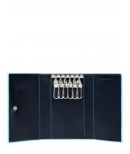 PIQUADRO BLUE SQUARE Estuche de cuero para llaves azul - Llaveros - 2