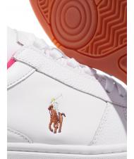 RALPH LAUREN POLO LACE Zapatillas de cuero blanco/rosa fuerte - Zapatos Hombre - 4