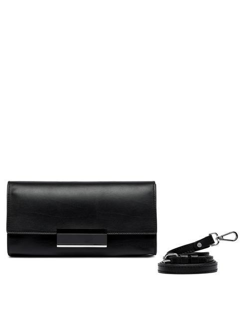 LILY Bolso clutch de piel con bandolera negro - Bolsos Mujer