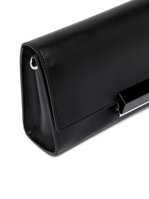 LILY Bolso clutch de piel con bandolera negro - Bolsos Mujer