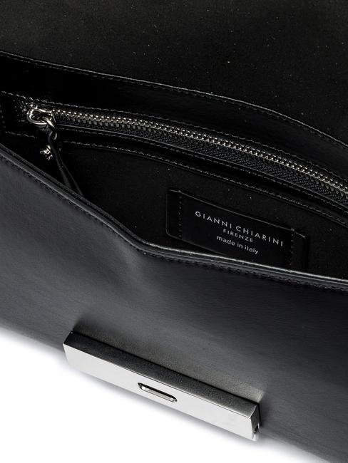 LILY Bolso clutch de piel con bandolera negro - Bolsos Mujer