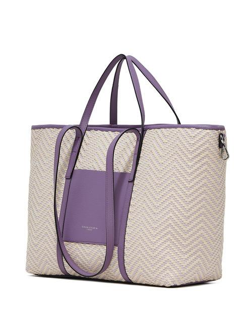 SUPERLIGHT Bolso shopper de paja y piel variedad de glicina - Bolsos Mujer