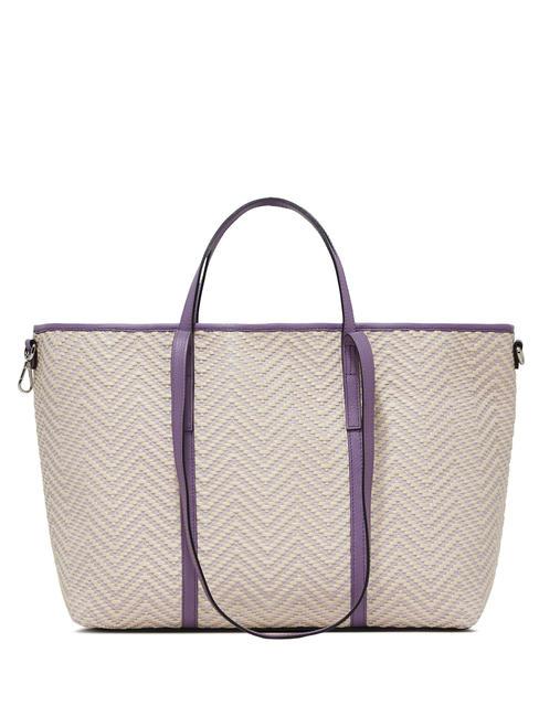 SUPERLIGHT Bolso shopper de paja y piel variedad de glicina - Bolsos Mujer