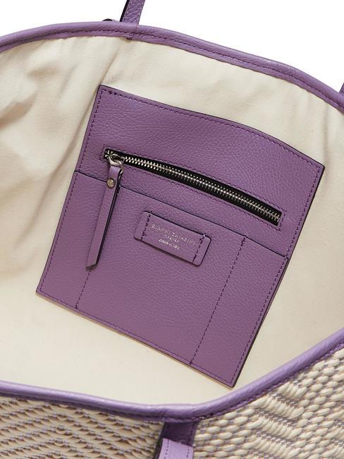 SUPERLIGHT Bolso shopper de paja y piel variedad de glicina - Bolsos Mujer