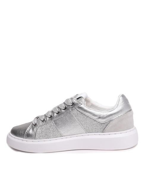 PRINT OVAL T Zapatilla de piel laminada plata - Zapatos Mujer