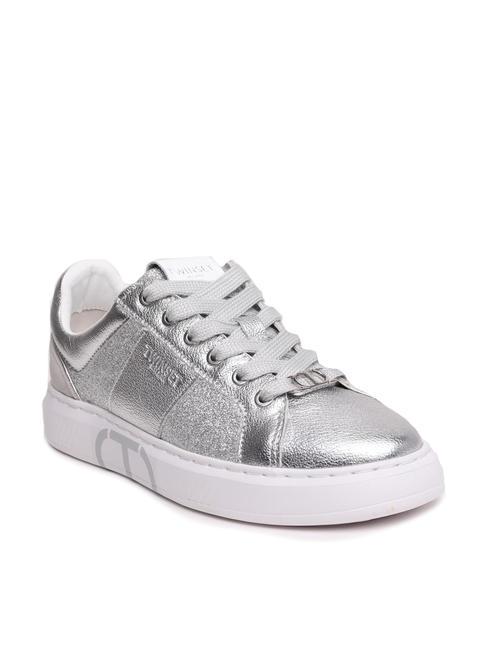 PRINT OVAL T Zapatilla de piel laminada plata - Zapatos Mujer