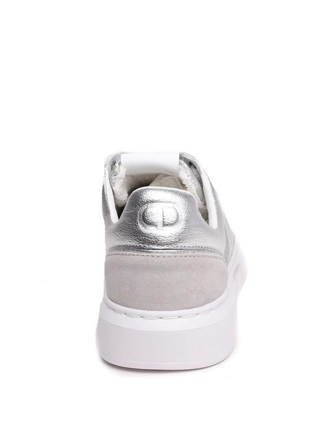 PRINT OVAL T Zapatilla de piel laminada plata - Zapatos Mujer