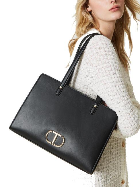 OVAL T Bolso bandolera con bandolera negro - Bolsos Mujer
