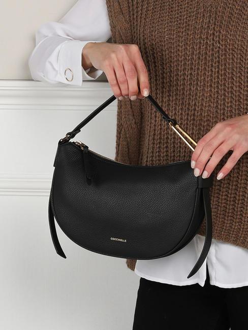 PRISCILLA Bolso con bandolera, en piel negro - Bolsos Mujer