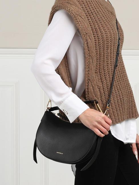 PRISCILLA Bolso con bandolera, en piel negro - Bolsos Mujer