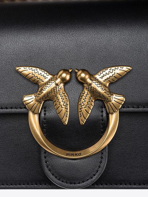 LOVE ONE MINI Minibolso en piel de becerro negro-oro antiguo - Bolsos Mujer