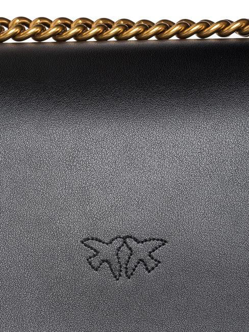 LOVE ONE MINI Minibolso en piel de becerro negro-oro antiguo - Bolsos Mujer