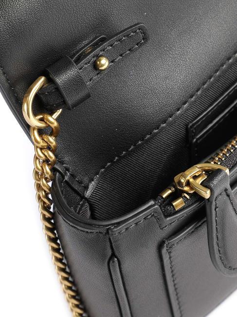 LOVE ONE POCKET Bolso bandolera de piel negro-oro antiguo - Bolsos Mujer