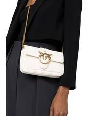 PINKO LOVE ONE POCKET Bolso bandolera de piel blanco seda-oro antiguo - Bolsos Mujer - 5