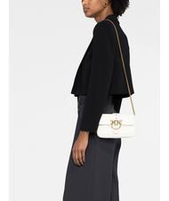 PINKO LOVE ONE POCKET Bolso bandolera de piel blanco seda-oro antiguo - Bolsos Mujer - 6
