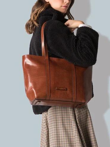 VITTORIA Bolso de compras de cuero BROWN - Bolsos Mujer