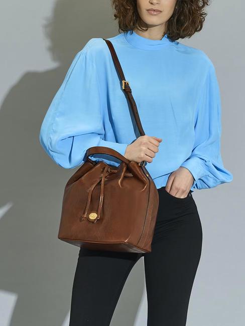 STORY DONNA Bolso bombonera en piel BROWN - Bolsos Mujer