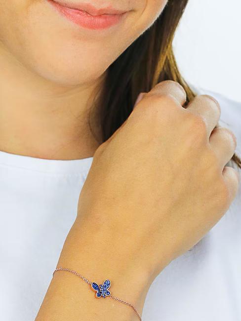 FARFALLE Pulsera de circonitas azules y blancas. Rosa - Pulseras