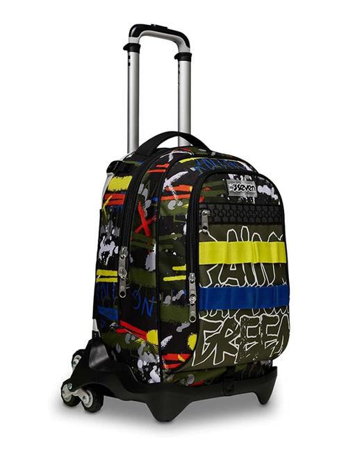 JACK FLUO BELTS Mochila trolley 3 en 1, desmontable camuflaje verde - Mochilas con ruedas