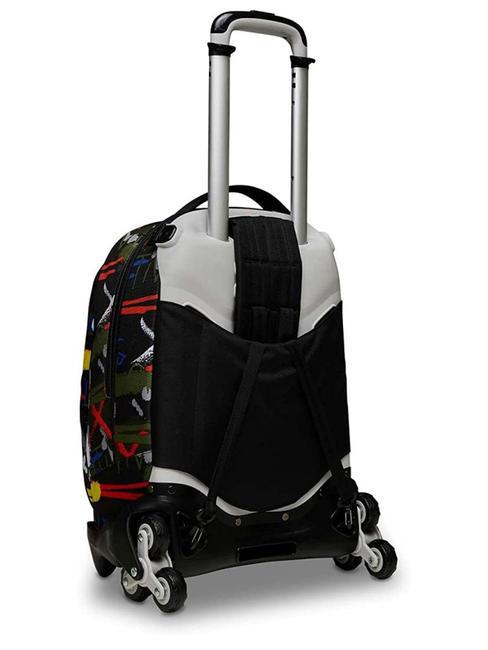 JACK FLUO BELTS Mochila trolley 3 en 1, desmontable camuflaje verde - Mochilas con ruedas