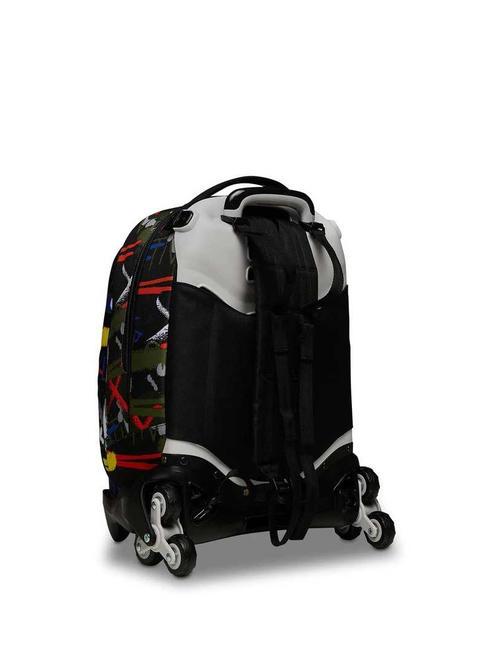 JACK FLUO BELTS Mochila trolley 3 en 1, desmontable camuflaje verde - Mochilas con ruedas