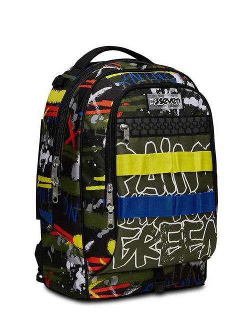 JACK FLUO BELTS Mochila trolley 3 en 1, desmontable camuflaje verde - Mochilas con ruedas