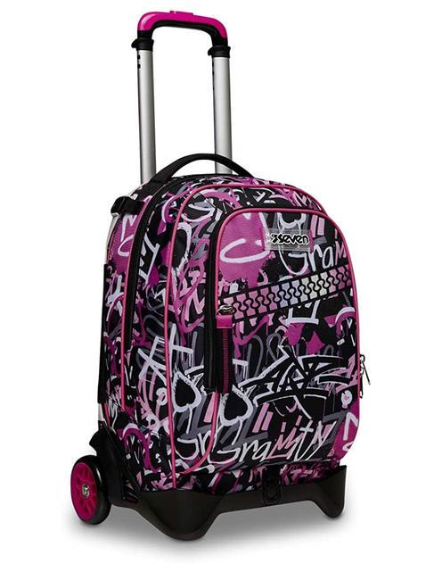JACJ CHULKY Mochila con trolley desmontable VIOLETA ROSA - Mochilas con ruedas