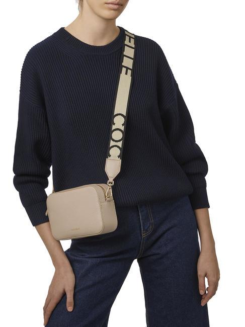 TEBE Bolso bandolera en piel texturizada rosa polvo - Bolsos Mujer