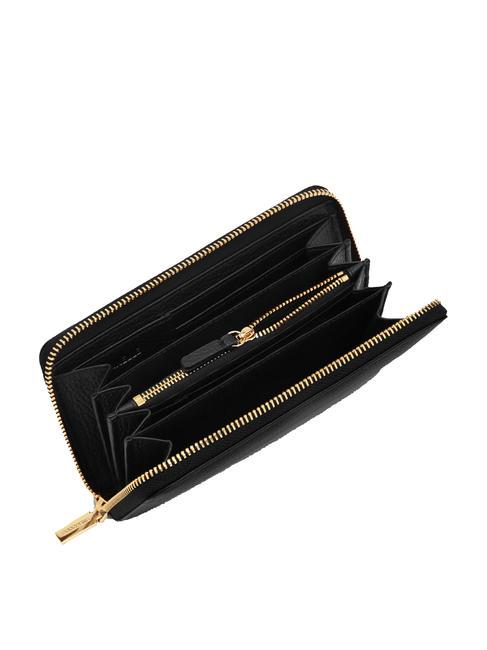 METALLIC SOFT Cartera de piel texturizada con cremallera negro - Carteras Mujer