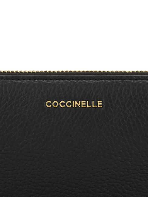 METALLIC SOFT Cartera de piel texturizada con cremallera negro - Carteras Mujer