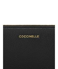 COCCINELLE METALLIC SOFT Cartera de piel texturizada con cremallera negro - Carteras Mujer - 3