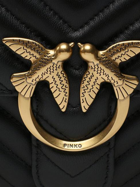 CLASSIC LOVE ONE Bolso de napa negro-oro antiguo - Bolsos Mujer