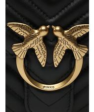 PINKO CLASSIC LOVE ONE Bolso de napa negro-oro antiguo - Bolsos Mujer - 4