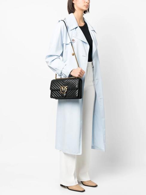 CLASSIC LOVE ONE Bolso de napa negro-oro antiguo - Bolsos Mujer