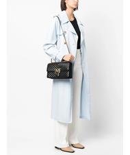 PINKO CLASSIC LOVE ONE Bolso de napa negro-oro antiguo - Bolsos Mujer - 6