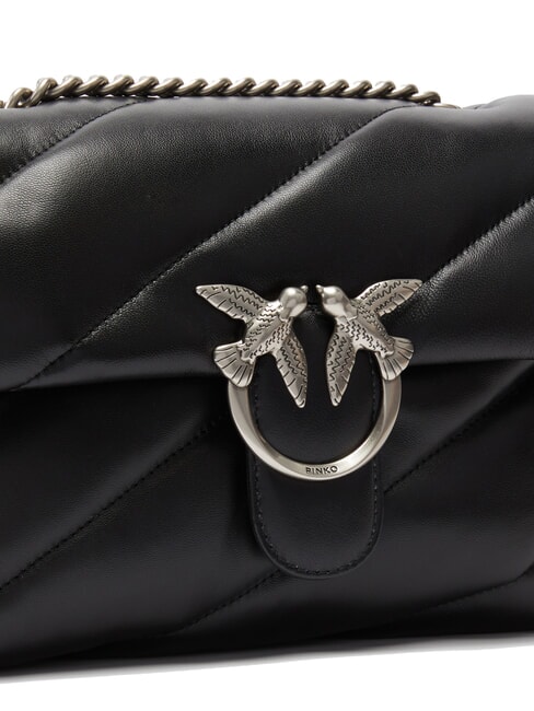 CLASSIC LOVE PUFF Bolso de napa negro-plata vieja - Bolsos Mujer