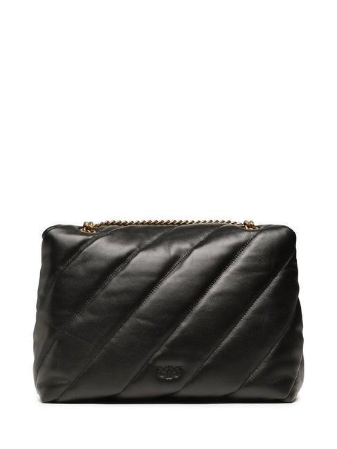 BIG LOVE PUFF Bolso de napa negro-oro antiguo - Bolsos Mujer