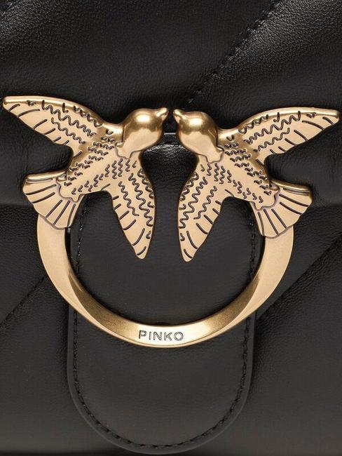 BIG LOVE PUFF Bolso de napa negro-oro antiguo - Bolsos Mujer