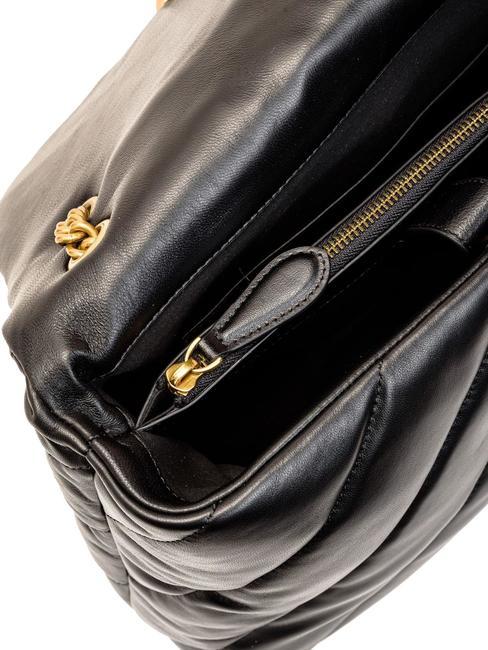 BIG LOVE PUFF Bolso de napa negro-oro antiguo - Bolsos Mujer