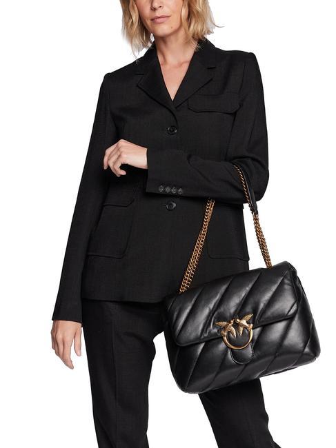 BIG LOVE PUFF Bolso de napa negro-oro antiguo - Bolsos Mujer