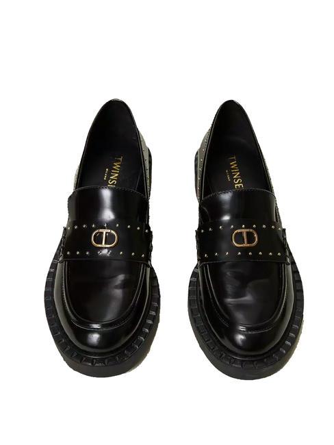 STUDS Mocas&iacute;n de piel negro - Zapatos Mujer