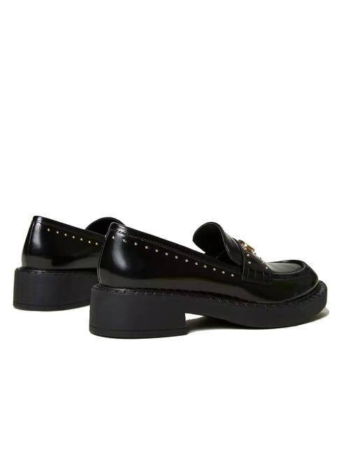 STUDS Mocas&iacute;n de piel negro - Zapatos Mujer